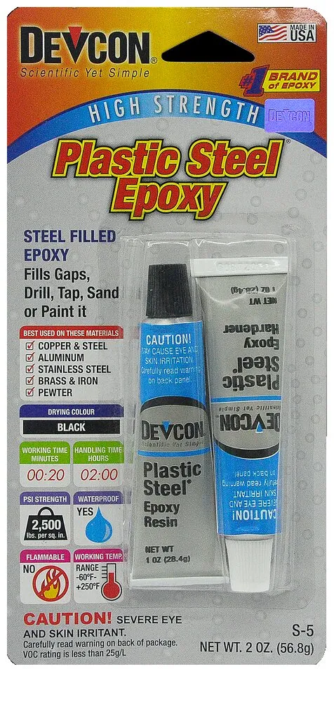 DEVCON S5 - 5-Minute Plastic Steel Epoxy Tube | Maintenance And Repair ...